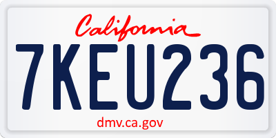 CA license plate 7KEU236