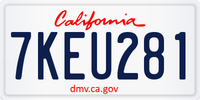 CA license plate 7KEU281