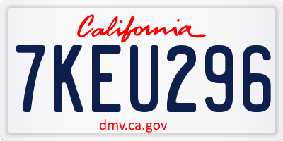 CA license plate 7KEU296