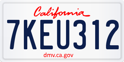 CA license plate 7KEU312