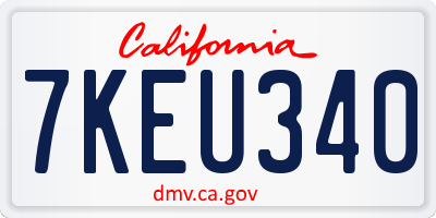 CA license plate 7KEU340