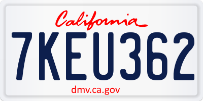 CA license plate 7KEU362