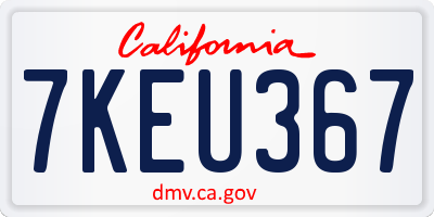 CA license plate 7KEU367