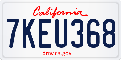 CA license plate 7KEU368