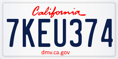 CA license plate 7KEU374