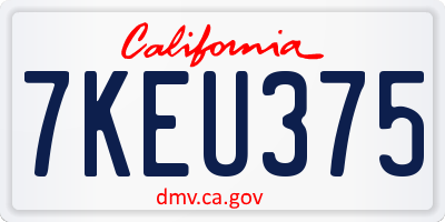 CA license plate 7KEU375