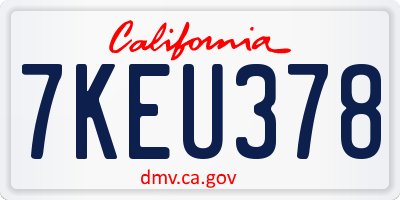 CA license plate 7KEU378