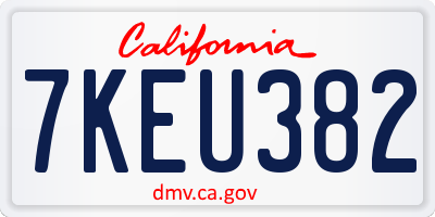 CA license plate 7KEU382