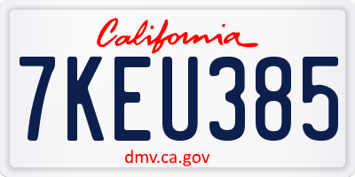 CA license plate 7KEU385