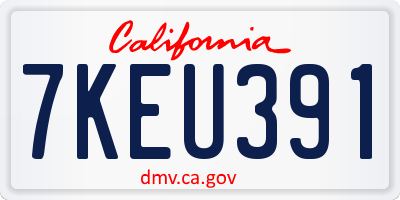 CA license plate 7KEU391