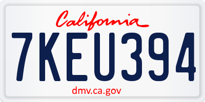 CA license plate 7KEU394