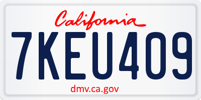 CA license plate 7KEU409