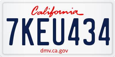 CA license plate 7KEU434