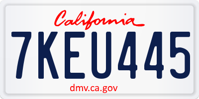 CA license plate 7KEU445