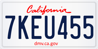 CA license plate 7KEU455