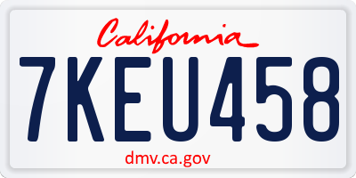 CA license plate 7KEU458