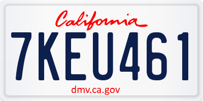CA license plate 7KEU461