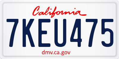 CA license plate 7KEU475