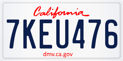 CA license plate 7KEU476