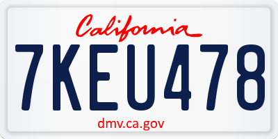 CA license plate 7KEU478