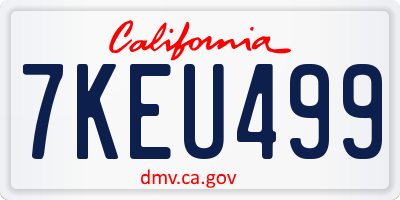 CA license plate 7KEU499