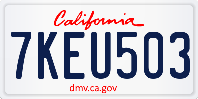 CA license plate 7KEU503