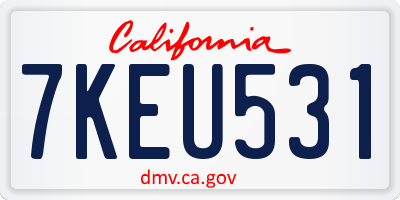 CA license plate 7KEU531