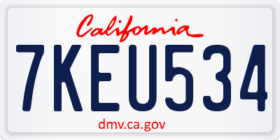 CA license plate 7KEU534