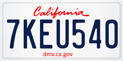 CA license plate 7KEU540