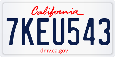 CA license plate 7KEU543