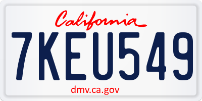CA license plate 7KEU549