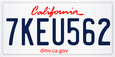 CA license plate 7KEU562