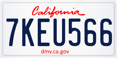 CA license plate 7KEU566
