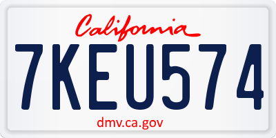 CA license plate 7KEU574