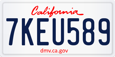 CA license plate 7KEU589