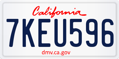 CA license plate 7KEU596
