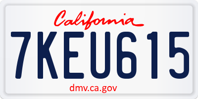 CA license plate 7KEU615