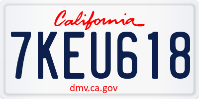 CA license plate 7KEU618
