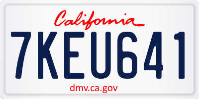 CA license plate 7KEU641