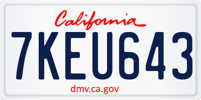 CA license plate 7KEU643