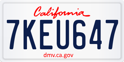 CA license plate 7KEU647