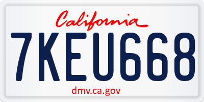 CA license plate 7KEU668