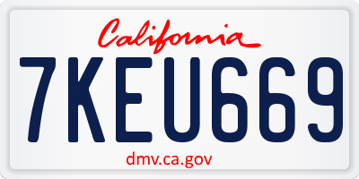 CA license plate 7KEU669