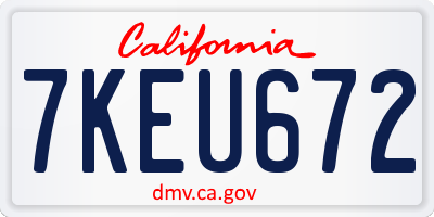 CA license plate 7KEU672