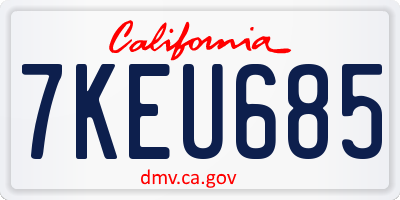 CA license plate 7KEU685