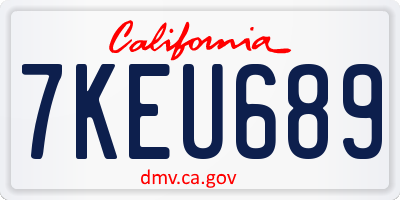 CA license plate 7KEU689