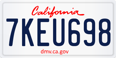 CA license plate 7KEU698