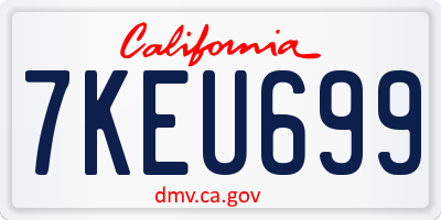 CA license plate 7KEU699