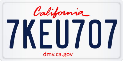 CA license plate 7KEU707