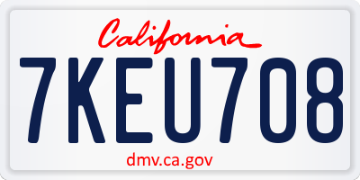 CA license plate 7KEU708